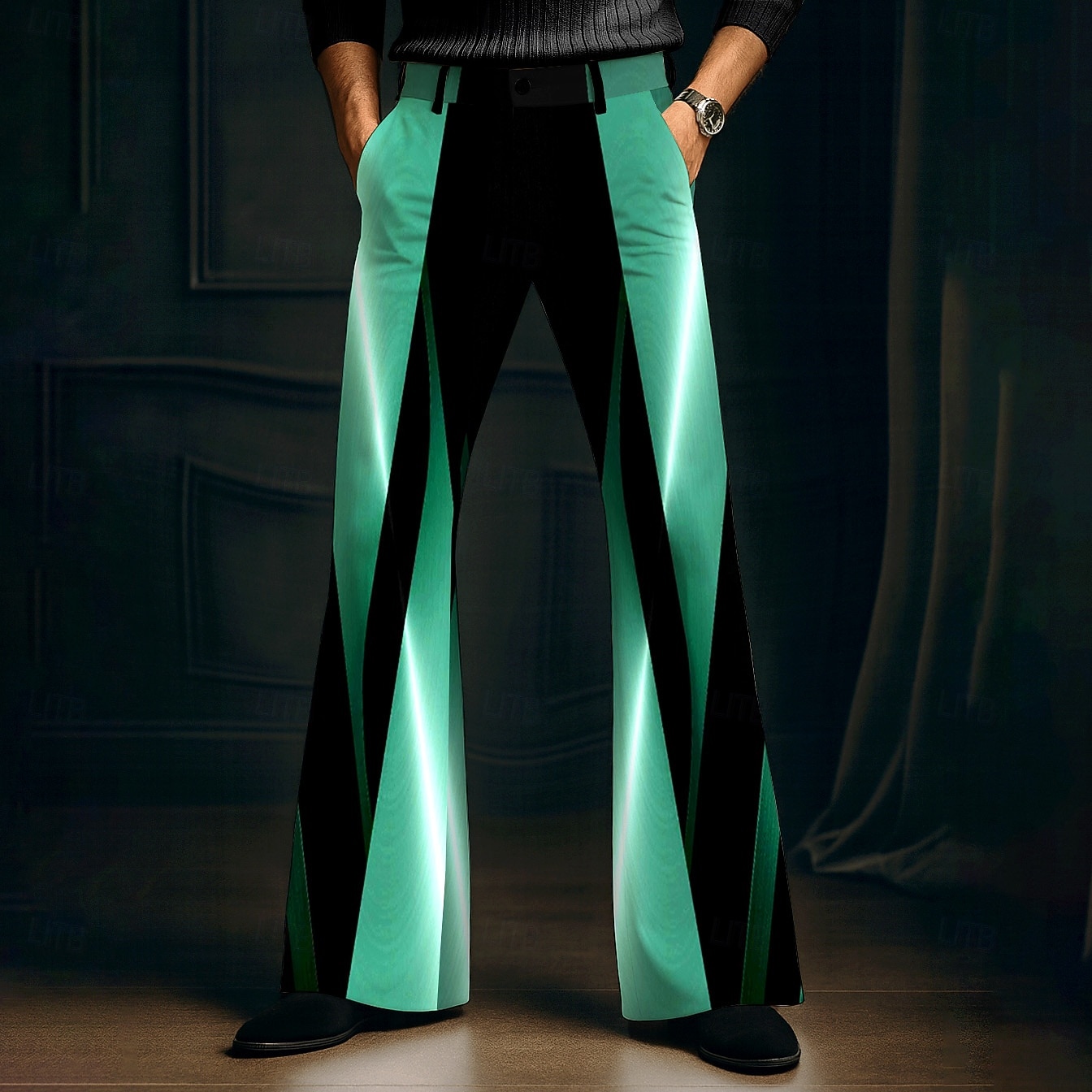 Homme Géométrique Dégradé de Couleur Art abstrait Pantalons Pantalon Disco Pantalons pattes d'éléphant des années 60 et 70 Taille Moyenne Western Vintage Rétro Extérieur Vacances Occasionnel Poches de 2026 ? $29.99 –P2