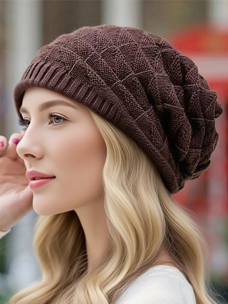 berretto lavorato a maglia da donna – cappello caldo e morbido per l'inverno, berretto casual elasticizzato per viaggi all'aperto e uso quotidiano del 2025 a $9.99 –P4