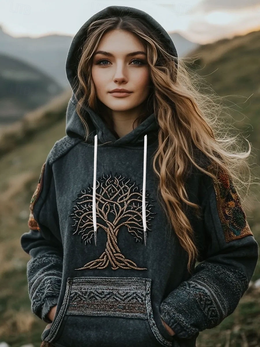 Per donna Felpa con cappuccio Grafico Tribale Casual Manica Lunga Con Cappuccio Top Regolari Casuale Abbigliamento da sera Streetwear Grigio scuro Primavera Autunno Inverno del 2026 a $32.99 –P1