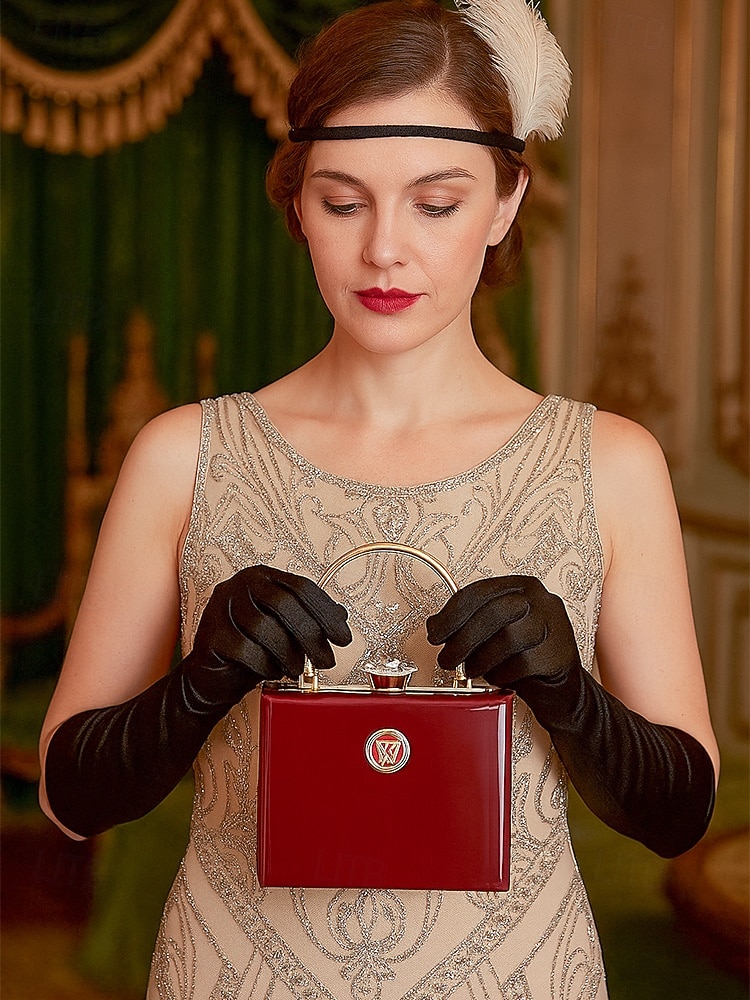 Women's Burgundy Patent Leather Evening Handbag with Gold Handle, Vintage Gatsby Style Purse for Cocktail Parties, Weddings and Formal Events 2025 - $26.99 –P3