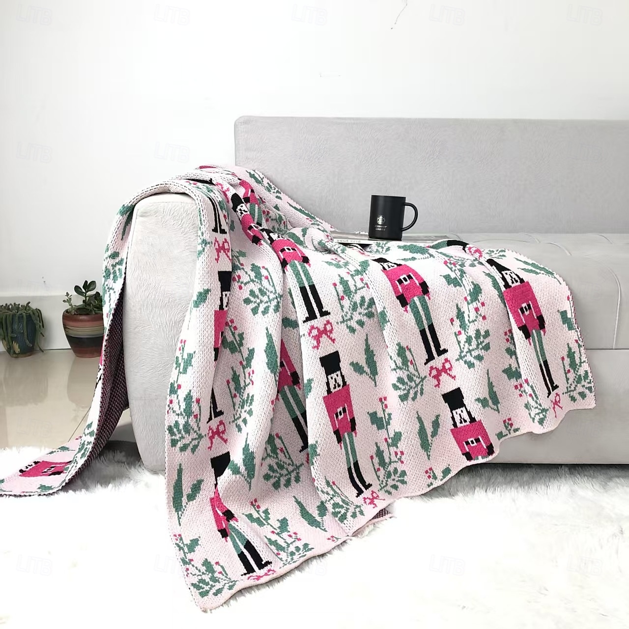 Robiona na drutach koc z chenille wygodny koc do klimatyzacji biurowej dekoracyjny koc na sofę na Boże Narodzenie 2025 - $44.99 –P4