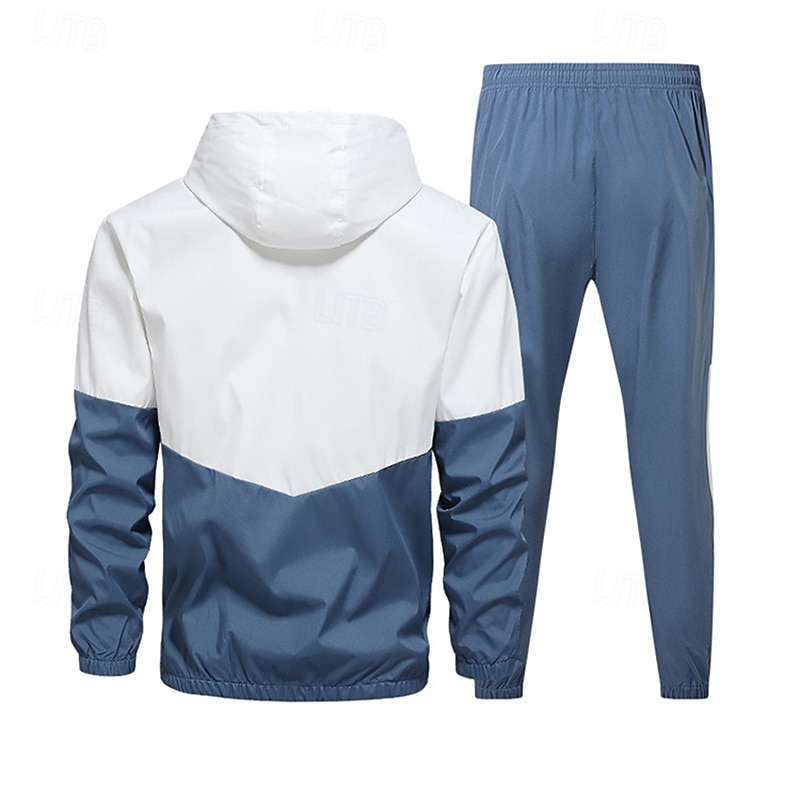Муж. Спортивный костюм из двух частей Толстовка с капюшоном для отдыха Комплекты спортивных костюмов с карманом Контрастных цветов Наборы одежды Весна Черный Военно-зеленный 2025 - $34.99 –P5