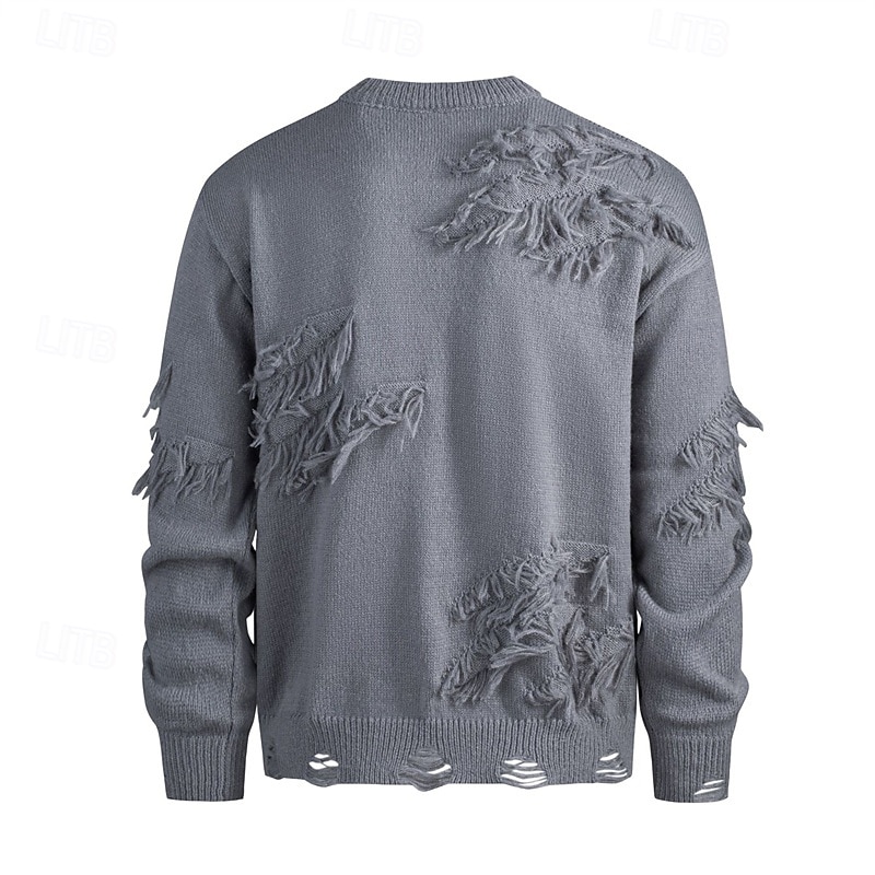 Herren Pullover Strickpullover Gerippt Stricken Normale Oberteile Gestrickt Zerrissen Einfach Rundhalsausschnitt Mode Basic Urlaub Alltagskleidung Bekleidung Herbst Winter Schwarz Khaki M L XL 2026 - $47.99 –P2
