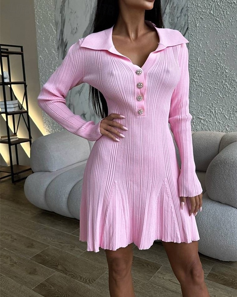 Femmes Robe Midi Robe Tricot Robe de Soirée Robe Décontractée Moulant Élégant Mode Moderne Extérieur Soirée Quotidien Mince Uni manche longue Col en V Noir Blanche Rose Claire Printemps Hiver Automne de 2025 ? $44.99 –P2