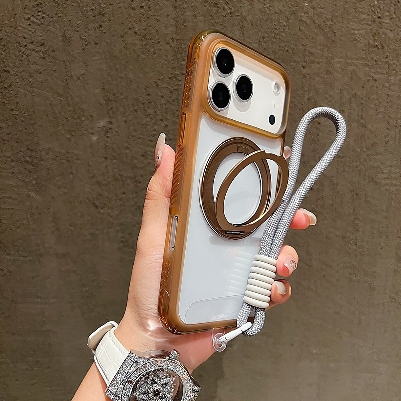 2025年 電話 ケース 用途 iPhone 17 Pro Max 17 Air 16 15 14 Pro Max Plus 13 Pro Max バックカバー ストラップ付き ワイヤレス充電をサポート キックスタンド レトロ風 TPU アクリル  コレクション – $21.99 –P7