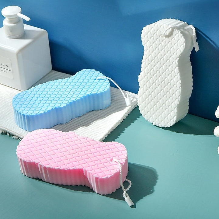 4-pack superzachte exfoliërende badspons – hypoallergene 3D-lichaamsscrubber, TPR-materiaal, handmatige dieptereiniging &huidverzachtend, roze/blauw/wit/grijs 2026 - $11.99 –P2
