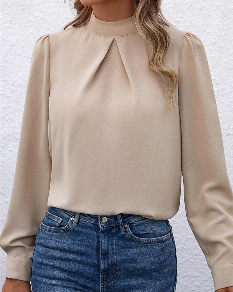 Γυναικεία Πουκάμισο Κομψή Φιλάρεσκος Σατέν Μπλούζα Συμπαγές Χρώμα Στυλάτο Καθημερινό Μακρυμάνικο Ζιβάγκο Κανονικά μπλουζάκια Καθημερινά Εξόδου Μαύρο Κίτρινο Πράσινο Ανοικτό Ρουμπίνι Βυσσινί 2026 - $27.99 –P1