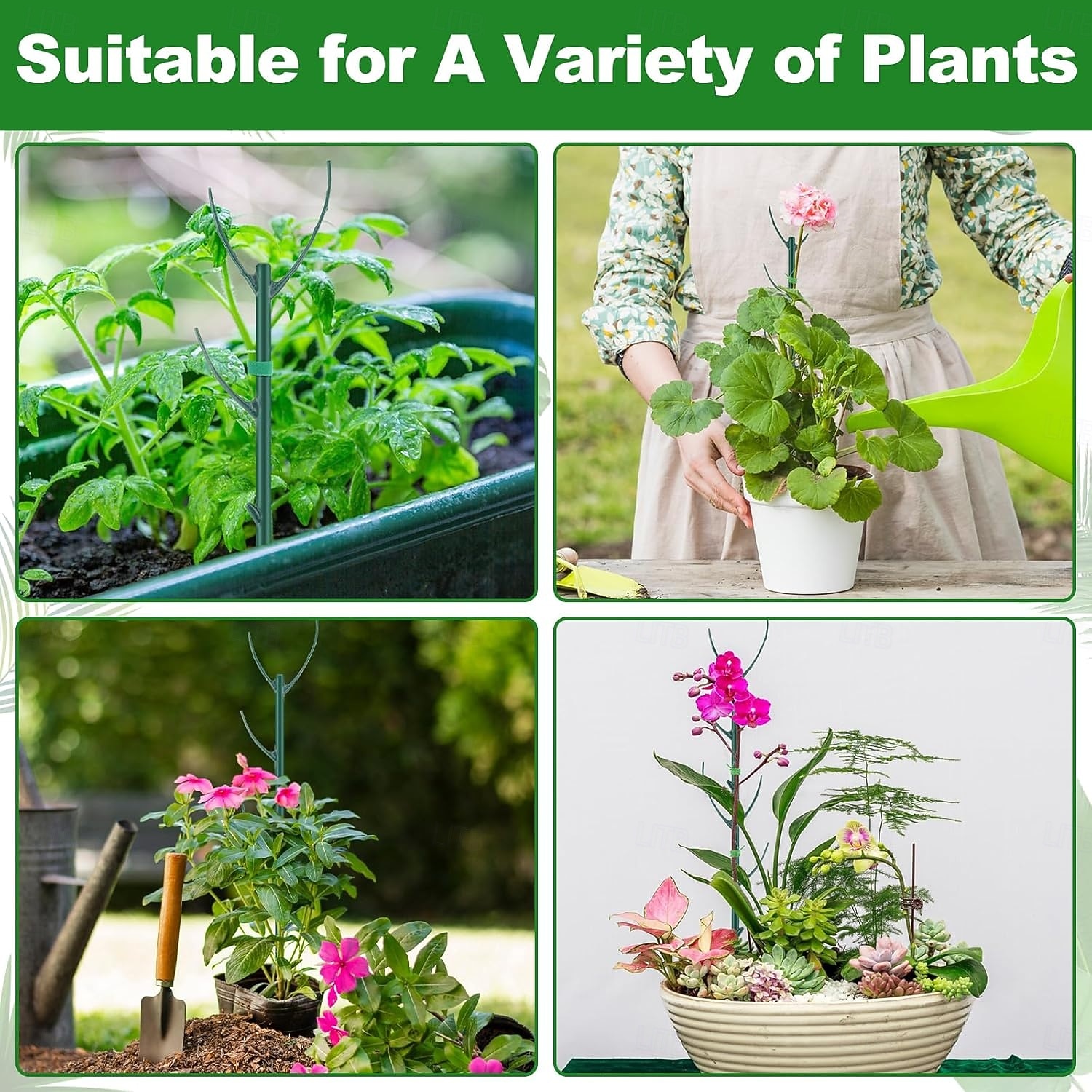 10 опор для растений, опоры для комнатных и уличных растений. 11-дюймовые опоры для растений с 20-метровыми подвязками, 5-метровые наклейки для вьющихся растений в горшках. 2026 - $16.99 –P5