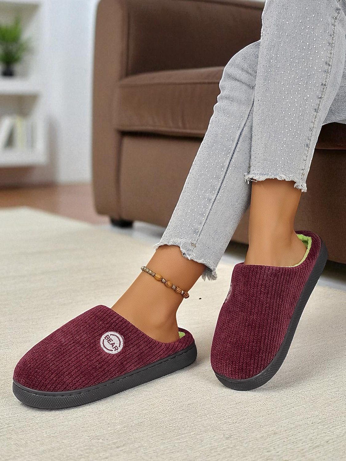 Papuci de casă casual din pluș pentru femei – pantofi de casă călduroși cu căptușeală din fleece pentru confortul casei pe timp de iarnă 2025 - $14.99 –P3