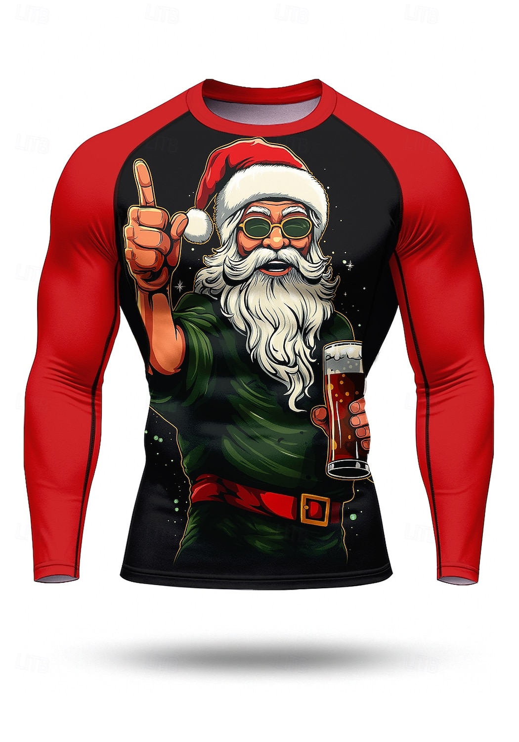 חג המולד בגדי ריקוד גברים חולצת דחיסה טישרט לריצה שרוול ארוך שכבת הבסיס ייבוש מהיר דחיסה טייץ פתילת לחות כושר אמון הדרכה פעילה תרגיל בגדי ספורט לבוש אקטיבי אודם תלתן 2025 - $22.99 –P1