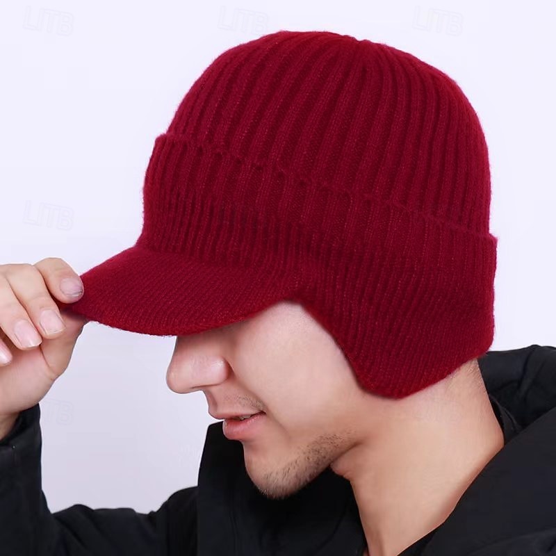 berretto lavorato a maglia con protezione per le orecchie, elastico e caldo, per equitazione all'aperto, berretto invernale da uomo con fodera in pile, cappello di lana caldo e spesso, berretto del 2026 a $11.99 –P10