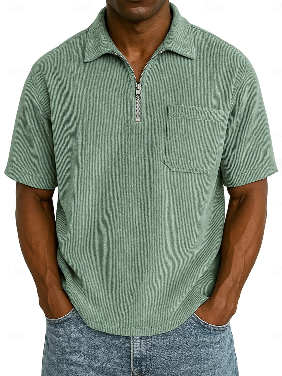 Homme Polo à fermeture éclair Texturé Occasionnel Fête Revers Zip quart Manche Courte Mode Basique Uni Texturé Quart de zip Chaud Été Printemps Coupe régulière Marron foncé Violet Kaki Polo de 2026 ? $29.99 –P10