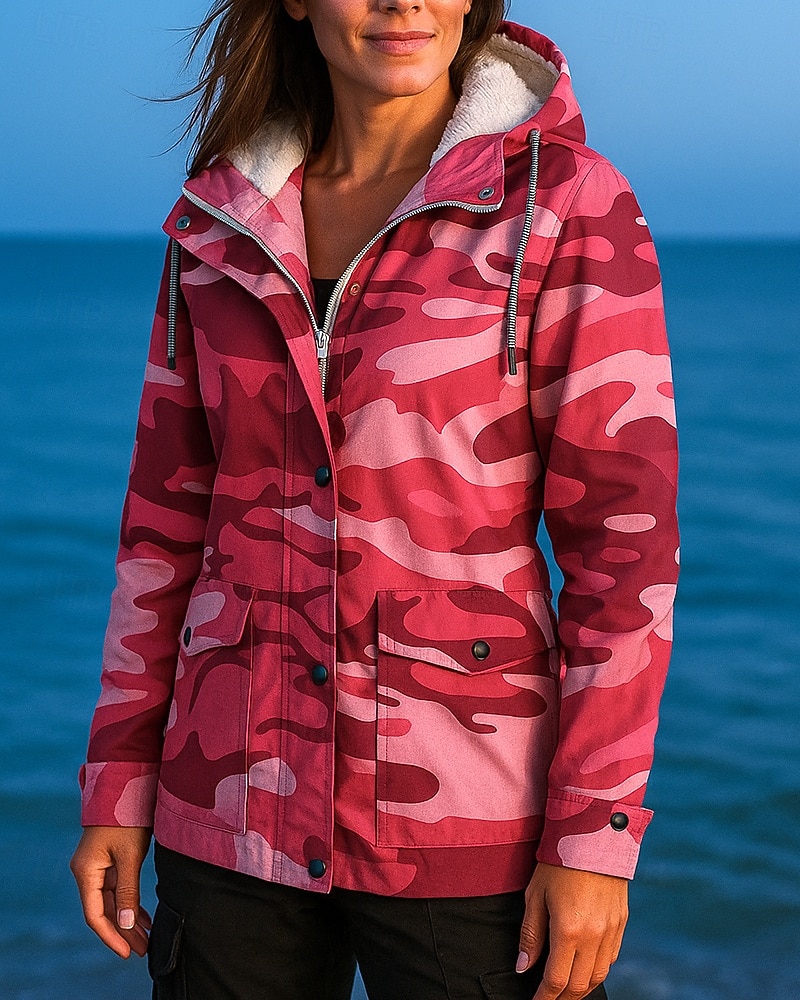Damen Outdoorjacke Wanderjacke Fleecejacke Außen Fleece-Futter Wasserdicht Winddicht Wanderoutfits Wanderbekleidung Winter Herbst Jacke Jagd Ski / Snowboard Camping / Wandern / Höhlenforschung Tarnung 2026 - $48.99 –P8