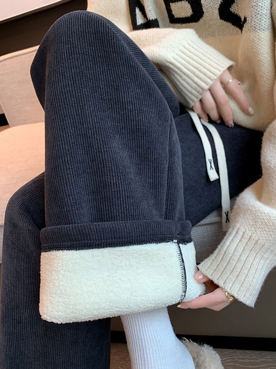 Per donna Pantaloni da tuta Pantaloni in Pile Gamba larga Moda Essenziale Casual Lunghezza intera Vita Alta Semplice Tasca Fascia Elastica Comodo Morbido Confortevole Elasticizzato All'aperto del 2025 a $24.99 –P4