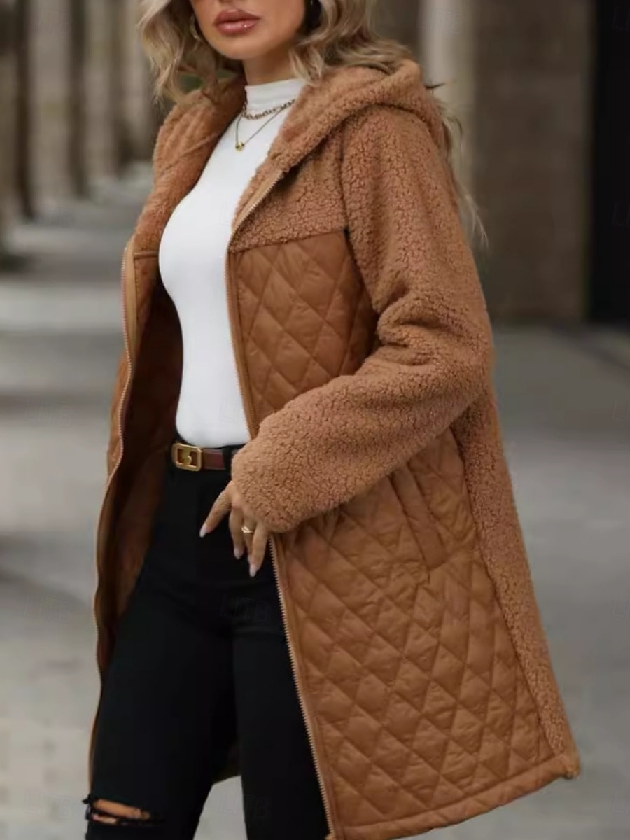 Mulheres Casaco de inverno Casaco com capuz Confortável Respirável Zíper Bolsos Casual Tecido Férias Rua Casual Roupa Diária Zíper Longo Com Capuz Normal Manga Longa agasalhos Preto Camelo Verde Tropa de 2025 por $41.99 –P3