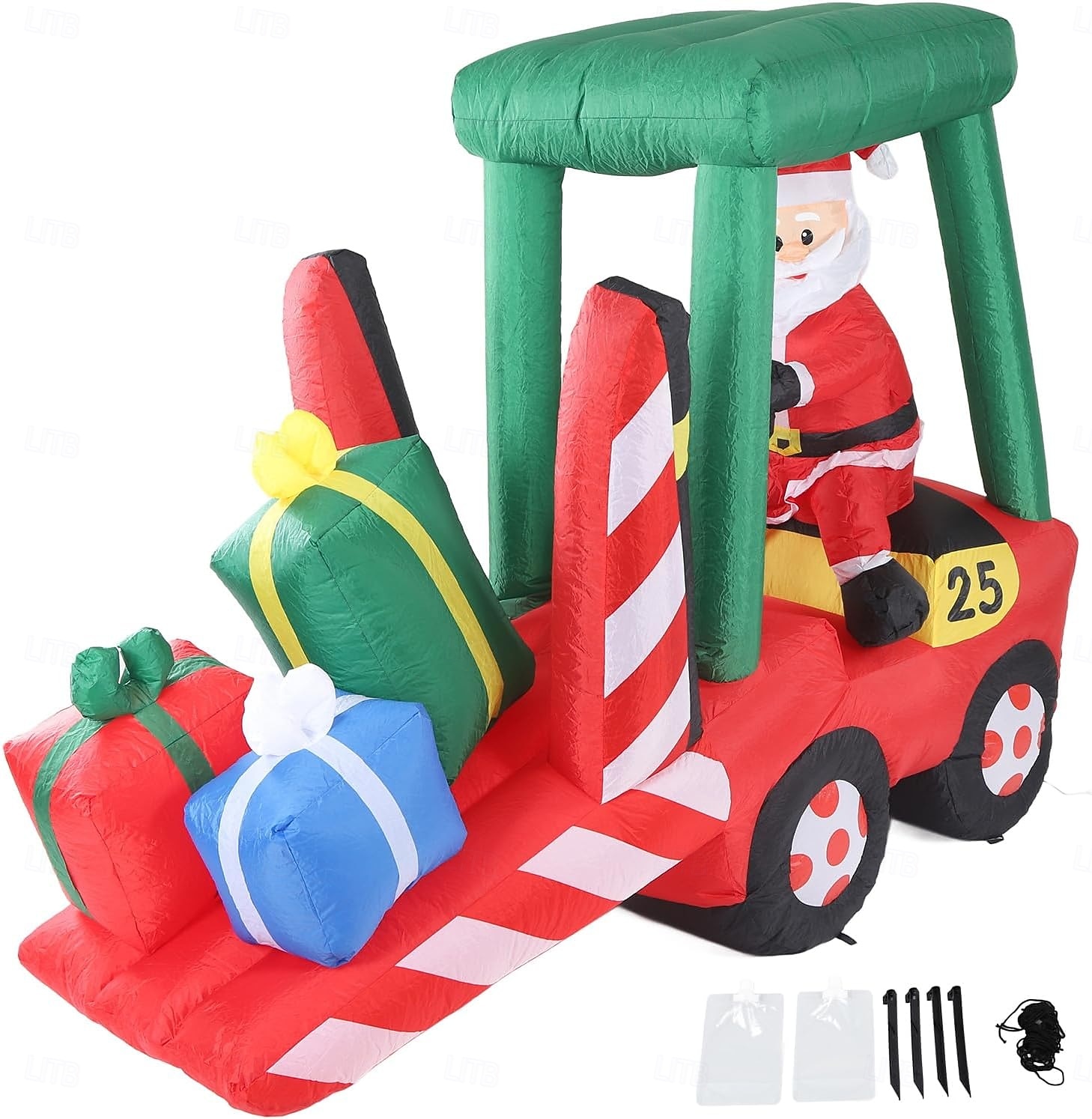Babbo Natale guida un carrello elevatore con striscia luminosa a LED, modello gonfiabile impermeabile, festa in giardino al chiuso e all'aperto, decorazioni luminose per l'atmosfera festiva, spina del 2025 a $85.99 –P6