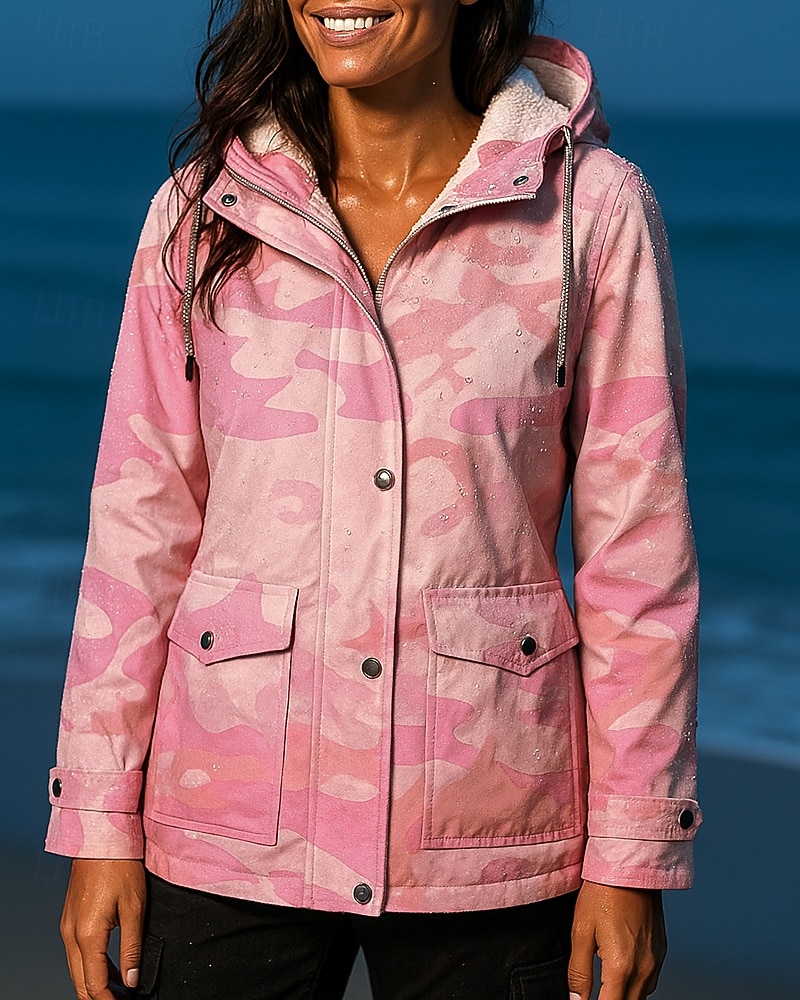 Damen Outdoorjacke Wanderjacke Fleecejacke Außen Fleece-Futter Wasserdicht Winddicht Wanderoutfits Wanderbekleidung Winter Herbst Jacke Jagd Ski / Snowboard Camping / Wandern / Höhlenforschung Tarnung 2026 - $48.99 –P3