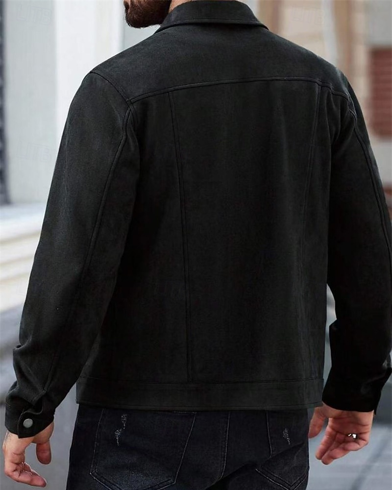 Homme Veste Légère Veste en faux suède Veste Décontractée Vacances Quotidien Respirant Avec Poches Printemps Automne Uni Mode Classique Revers Court Chameau Noir Rouge bleu marine Veste de 2025 ? $35.99 –P6