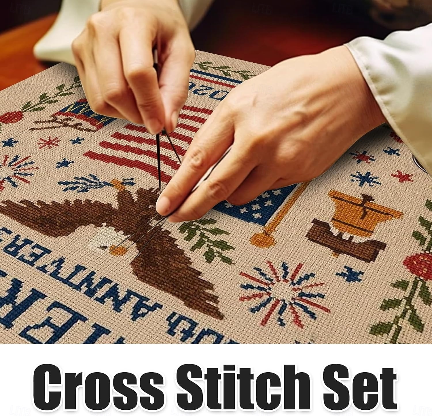 US 250th Anniversary Cross Stitch Kit Personalized Patriotic Cross Stitch Kits Commemorative Embroidery for Beginners Stamped and Counted Style Gifts for Veterans Military Fans 2025 - $10.99 –P9