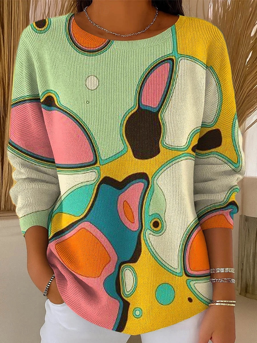 Femmes Pull Vacances ancien Mode Graphique Géométrique Col ras du cou Tricoté manche longue Hauts Réguliers Tricoter Travail Vert Automne Hiver de 2025 ? $29.99 –P1