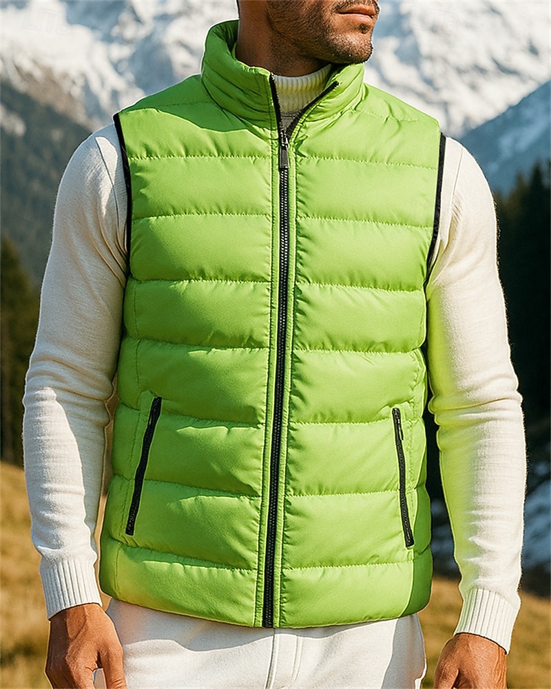 Men's Hiking Vest Puffer Vest Winter Autumn / Fall Outdoor Thermal Warm Lightweight Vest Hunting Fishing Climbing Black Army Green Burgundy Blue Green 2026 - $28.99 –P3
