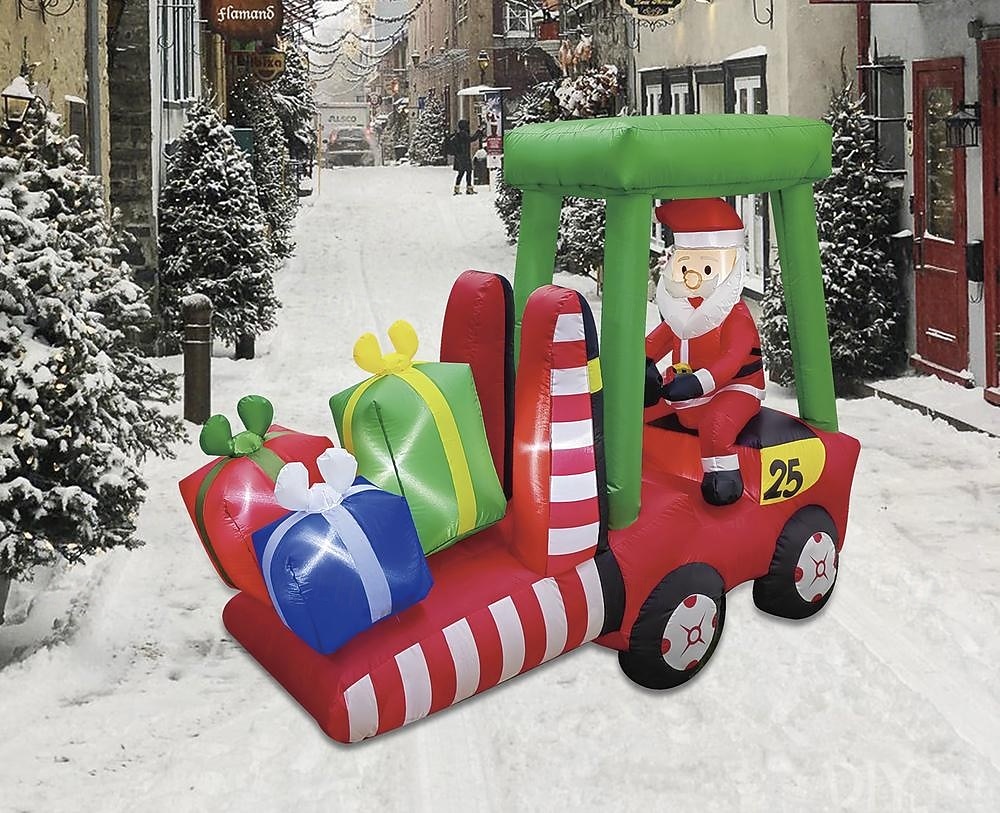 Babbo Natale guida un carrello elevatore con striscia luminosa a LED, modello gonfiabile impermeabile, festa in giardino al chiuso e all'aperto, decorazioni luminose per l'atmosfera festiva, spina del 2025 a $85.99 –P10