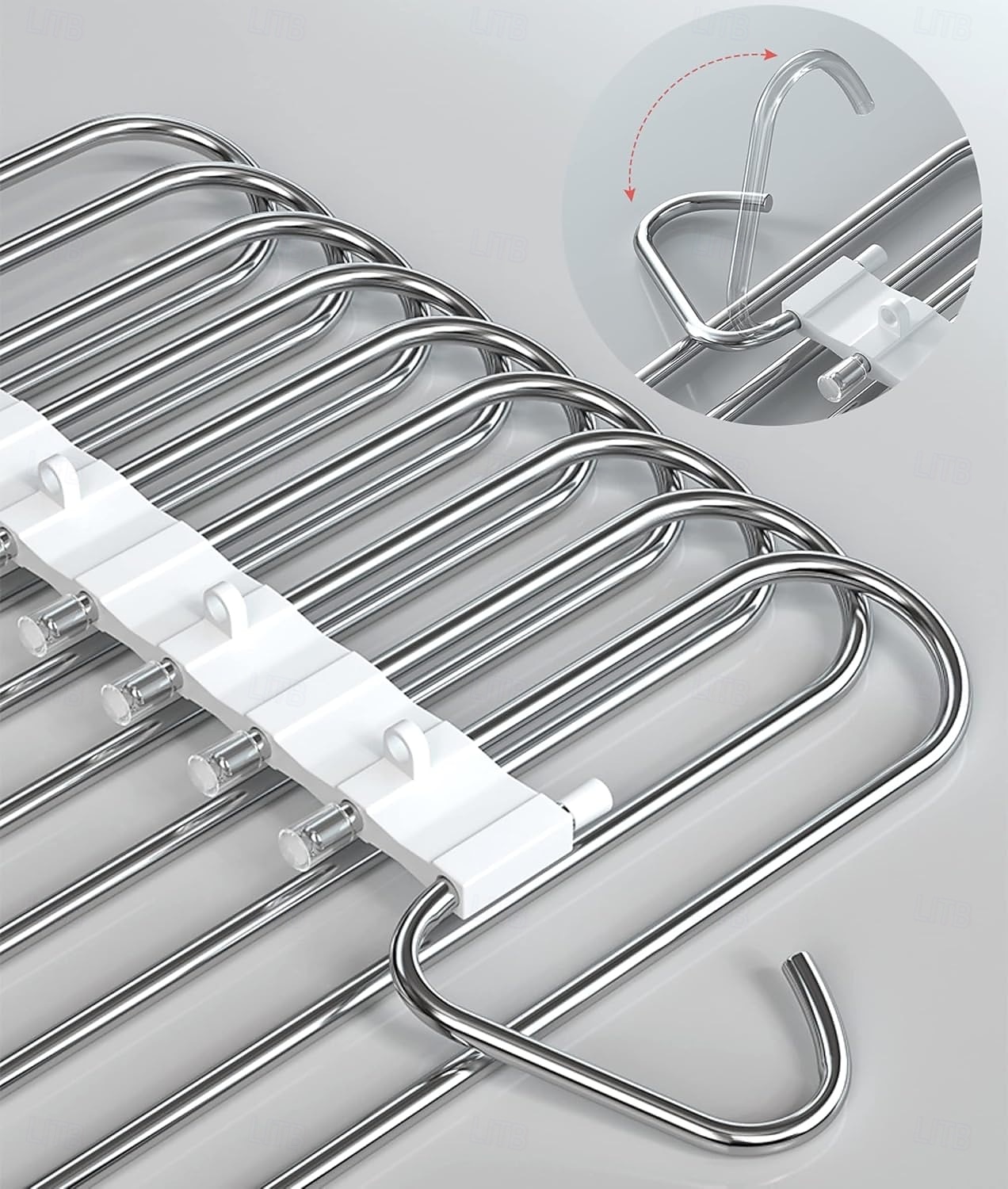 Lot de 2 cintres à pantalons, gain de place, 9 couches, multifonctionnels, en acier inoxydable, pour pantalons, jeans, leggings, blanc antique de 2026 ? $33.99 –P3