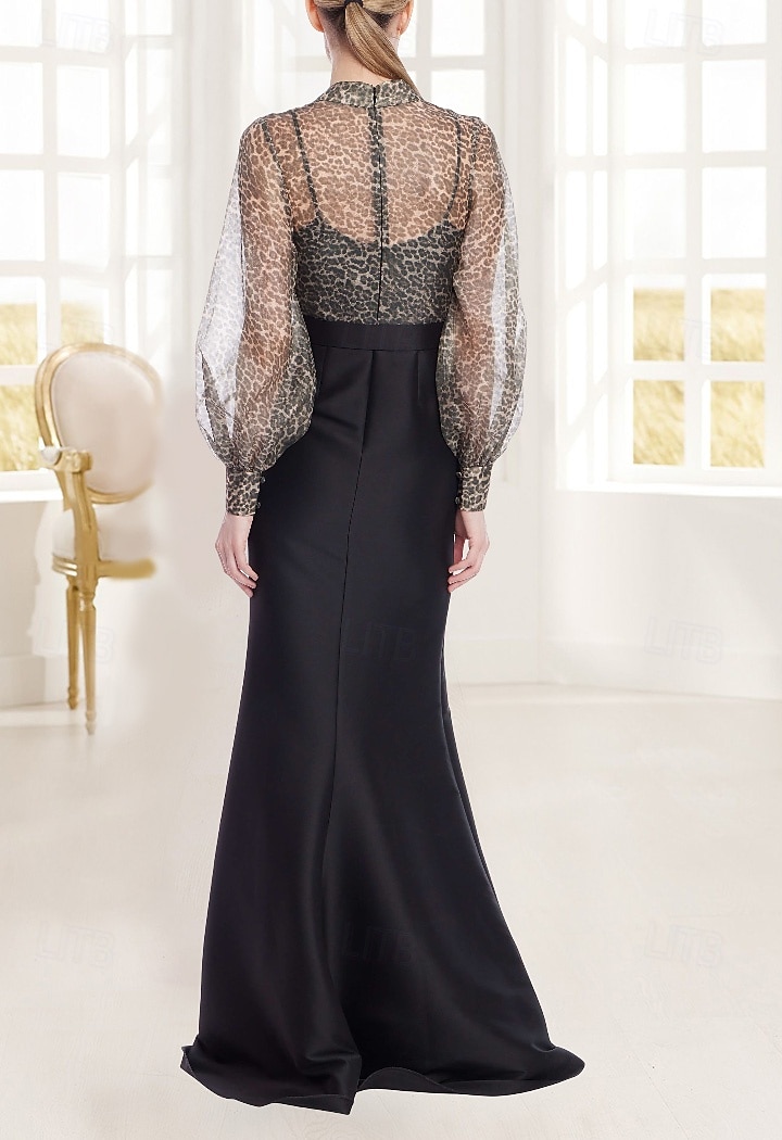 Sirène / Trompette Fourreau / Colonne Robe de Soirée Élégant Robe de soirée Formel Mariage Longueur au sol manche longue Col en V Robe Rose Satin avec Imprimé 2025 de 2025 ? $144.99 –P2