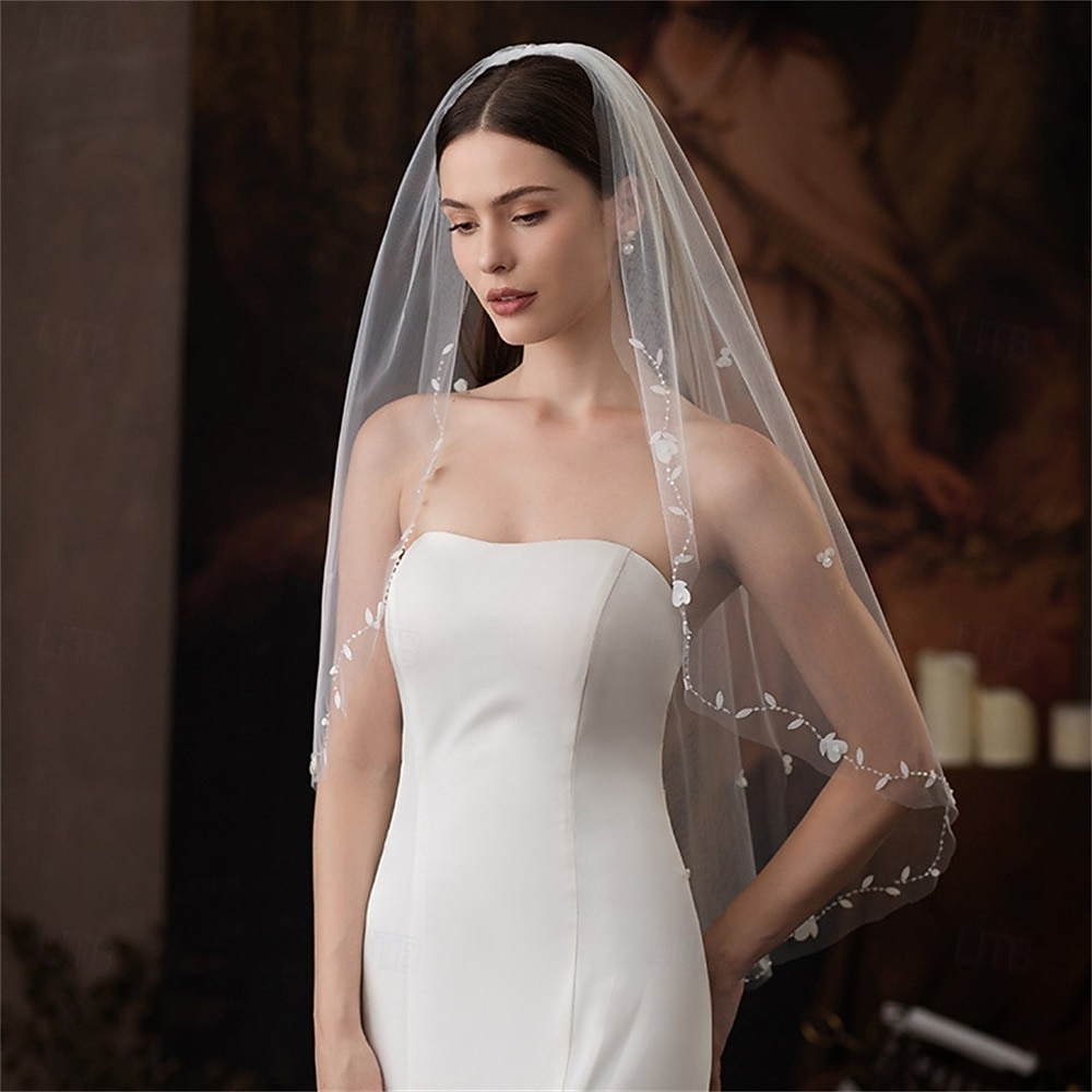 Один слой Современный / Стиль / Классический Свадебные вуали Фата до локтя с Чистый цвет 35,43 В (90 см) Тюль 2025 - $29.99 –P5