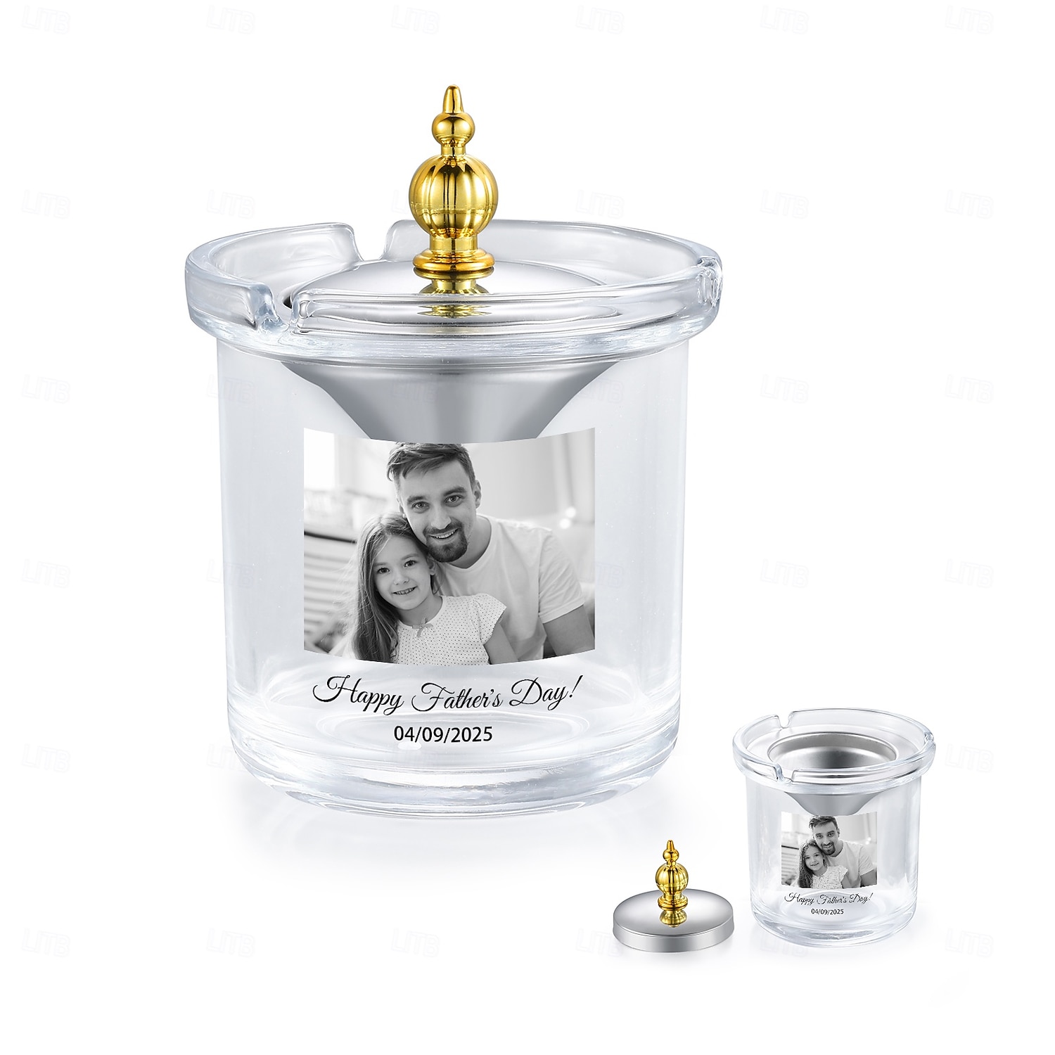 Персонализированная пепельница с крышкой или без, индивидуальный фототекст для курения, рождественский подарок для мужчины, уникальный подарок для папы, дедушки, мужа, идеально подходит на День отца, 2025 - $12.99 –P8