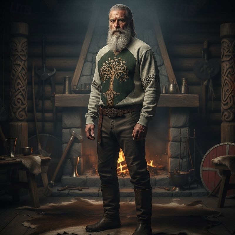 Pánské Mikina Vodní modrá Khaki Tričkový Strom života Yggdrasil Keltský uzel Tisk Ležérní Denní Streetwear Vinobraní Viking Podzim Zima Oblečení Mikiny s kapucí Mikiny Dlouhý rukáv 2026 - $28.99 –P1