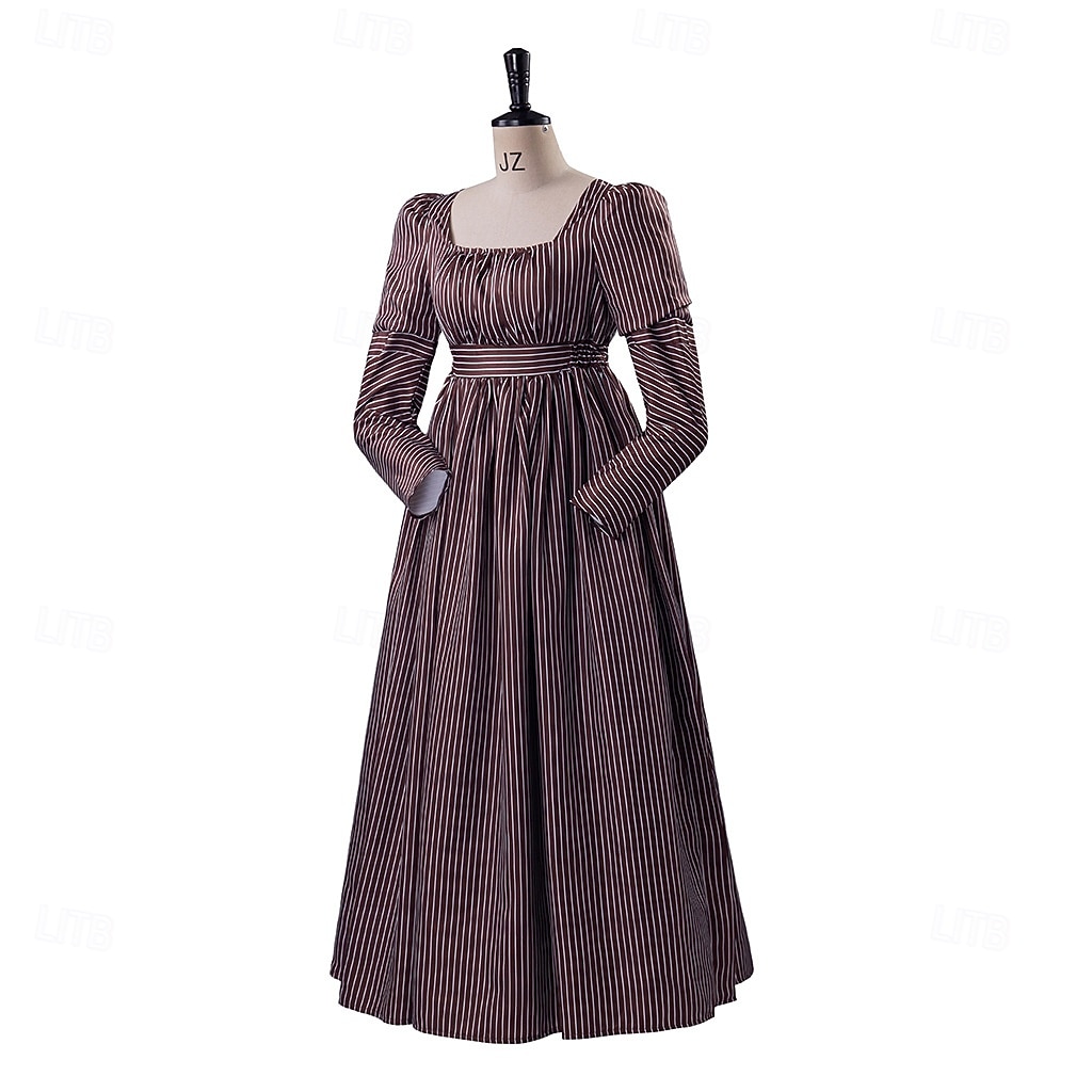 1791's Lady Regency Dress Jane Austen Vintage Dress High Waistline Tea Gown Retro Vintage Medieval Renaissance Women's Halloween Carnival Masquerade 2026 - $53.99 –P2