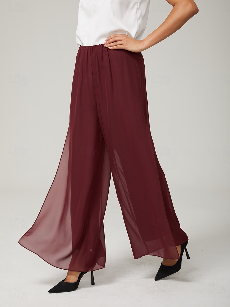 Mulheres Atrevido Calças retas Elegante à moda Estilo Clássico Comprimento total Cintura Média Côr Sólida Cintura elástica Com Stretch Casamento Férias Festa Vinho Primavera / Outono / Inverno / Verão de 2025 por $49.99 –P7
