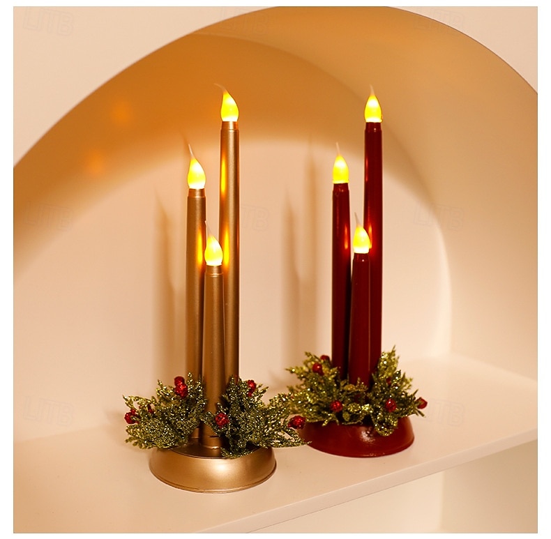 3 Pcs 30 * 10CM Christmas Halloween Valentine's Day Simulation Candlestick Candlestick LED Ornament Light Desktop Atmosphere Decorative Light Nightlight AAA Battery Box 2025 - CAD $21.99 –P5