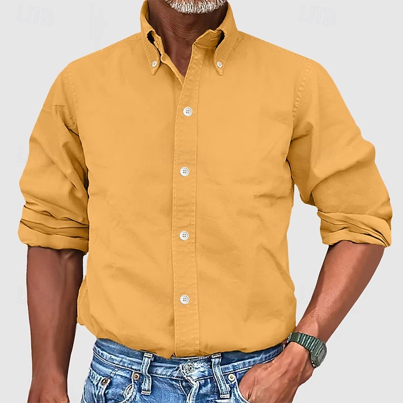 Herren Hemd Kleidhemd Durchgeknöpft Hemd Einfach Geschäft Täglich Schwarz Weiß Gelb Rosa Langarm Umlegekragen Sommer Frühling Bekleidung 2025 - $21.99 –P5