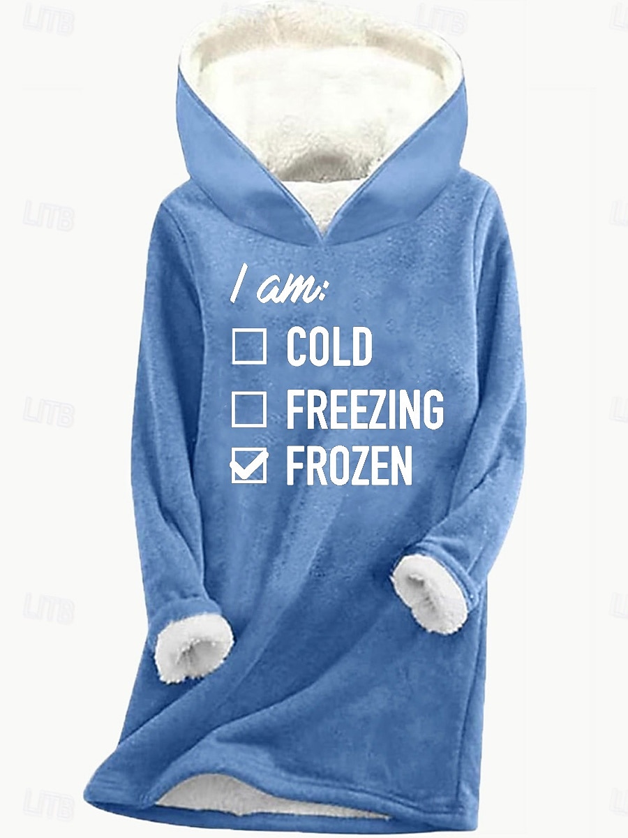 Mulheres Pulôver Moletom Com Capuz Letra Quente Casual Difusa Manga Longa Com Capuz Tops longos Casual Esportes Imprimir Rosa Azul Cinzento Inverno de 2025 por $29.99 –P4
