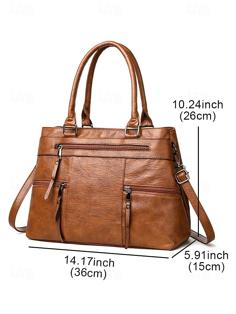 Women's Large Faux Leather Shoulder Tote Bag with Multiple Pockets, Stylish Handbag for Work, Travel and Everyday Use 2026 - $29.99 –P11