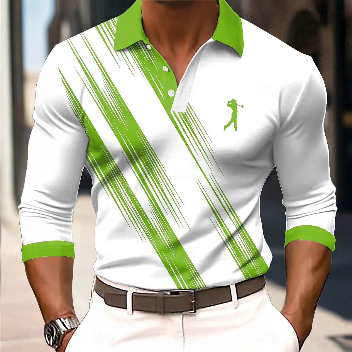 Per uomo Geometrico Linea Polo Manica Lunga Magliette polo Camicie con Colletto Business Casual Affari Athleisure Abbigliamento quotidiano Stampa 3D Bottoni Primavera Autunno Inverno Nero Bianco Blu del 2026 a $22.99 –P5