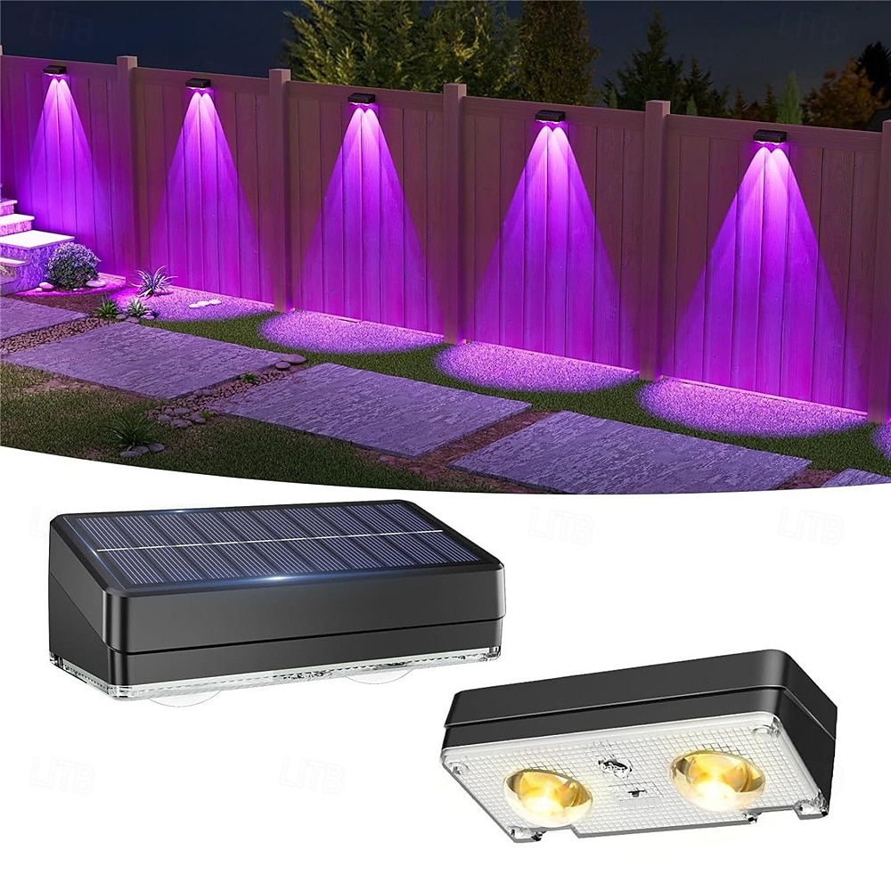 Lampy solarne LED na ścianę, oświetlenie szlakowe, oświetlenie ogrodzeniowe, oświetlenie sceniczne, tęczowe, stałe kolory, wielomodowe, oświetlenie otoczenia, 1 szt. 2026 - $28.99 –P1