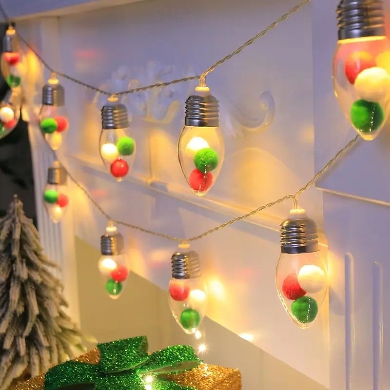 Guirlande lumineuse de Noël à ampoules, flocon de neige, sapin de Noël, 1,5 m, 10 LED, alimentée par piles, pour fête de Noël, fenêtre, balcon, porche de 2025 ? $15.99 –P8