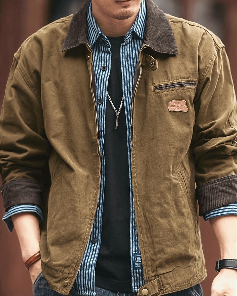 Hombre Chaqueta ligera Chaqueta tipo cargo Chaqueta casual Vacaciones Diario Resistencia al desgaste Bolsillo Otoño Invierno Plano Moda Clásico Diseño Regular Negro Marrón Verde Ejército Gris Oscuro 2026 - $53.99 –P8