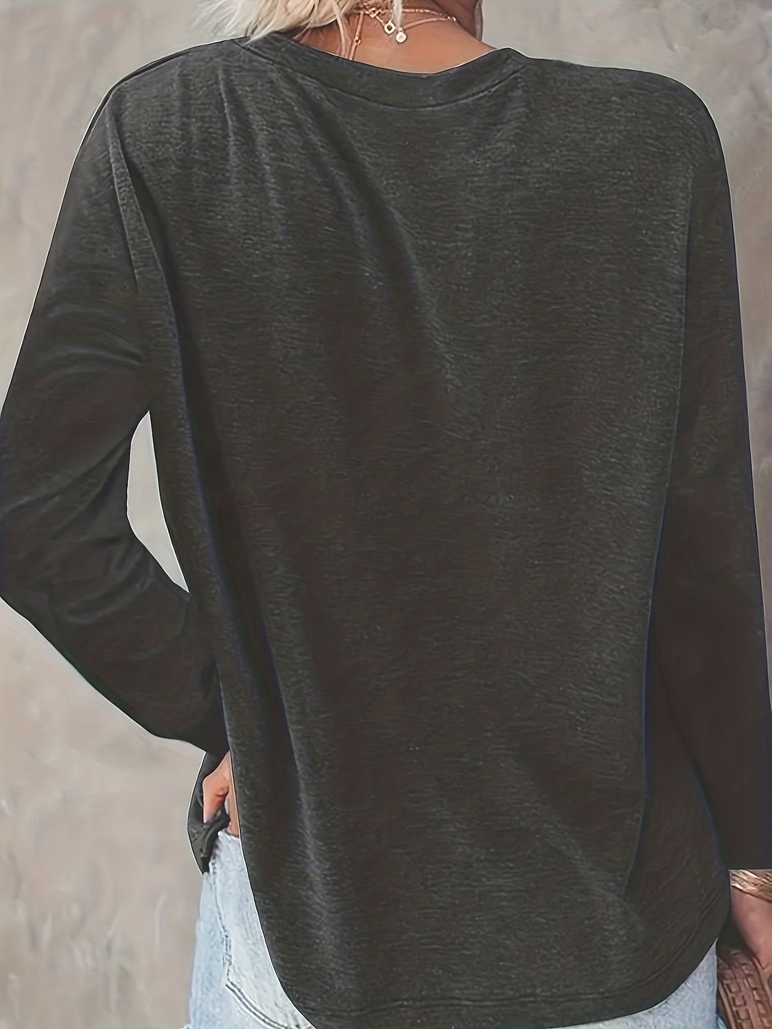 2026年 女性用 Tシャツ プリント グラフィック レタード ヴィンテージ ファッション スタイリッシュ 長袖 クルーネック レギュラートップス 日常 週末 ブルー ネイビーブルー グレー 春 秋  コレクション – $24.99 –P2