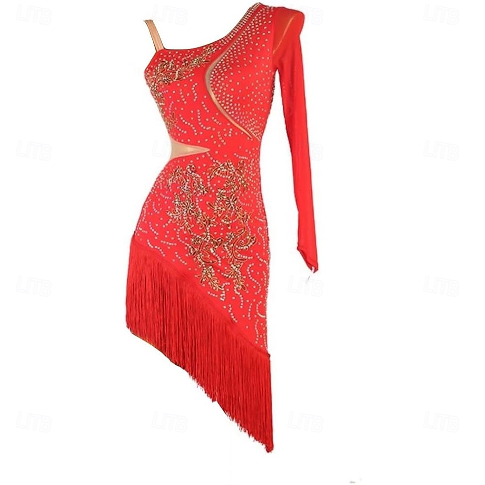 שמלות ריקודים סלוניים לטיניים לנשים גדיל סלסה רומבה צ'ה צ'ה מסיבת תחרות שמלת גדילים 2025 - $192.99 –P11