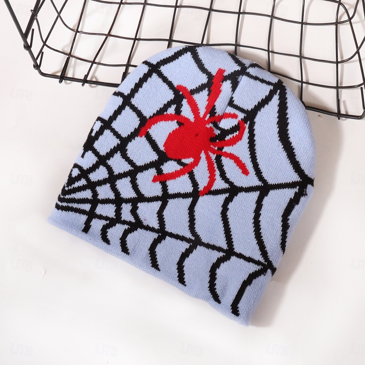 Homme Unisexe Bonnet Chapeaux d'Hiver Bonnets 骷髅头毛线帽 Chapeau Tricoté Bleu Ciel Noir Fibres Acryliques Jacquard Tricoté Confortable Halloween Tenue quotidienne Festival Araignée toile d'araignée Chaud de 2025 ? $3.99 –P8