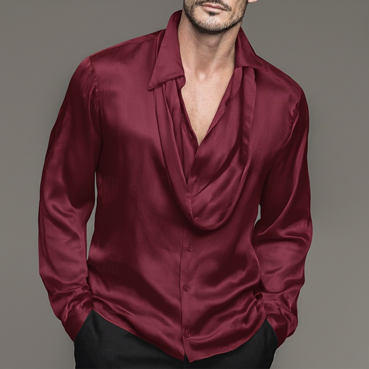 Per uomo Camicia Camicia in raso Camicia elegante Camicia casual Camicia con Bottoni Camicia da Ballo Semplice Formale Matrimonio Nero Vino Blu reale Oro Manica Lunga Collo a scialle Tutte le stagioni del 2025 a $23.99 –P5