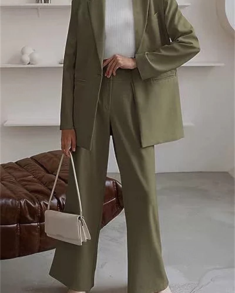 Γυναικεία Σετ παντελονιών Blazer Suits Μακρυμάνικο Κολάρο Πουκαμίσου Σκέτο Dubbele Rij Knopen Ενεργό Μοντέρνα Διακοπές Καθημερινά Μαύρο Ρουμπίνι Θαλασσί Φθινόπωρο Κανονικό 2026 - $67.99 –P4