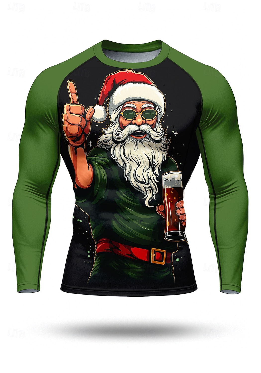 חג המולד בגדי ריקוד גברים חולצת דחיסה טישרט לריצה שרוול ארוך שכבת הבסיס ייבוש מהיר דחיסה טייץ פתילת לחות כושר אמון הדרכה פעילה תרגיל בגדי ספורט לבוש אקטיבי אודם תלתן 2025 - $22.99 –P4