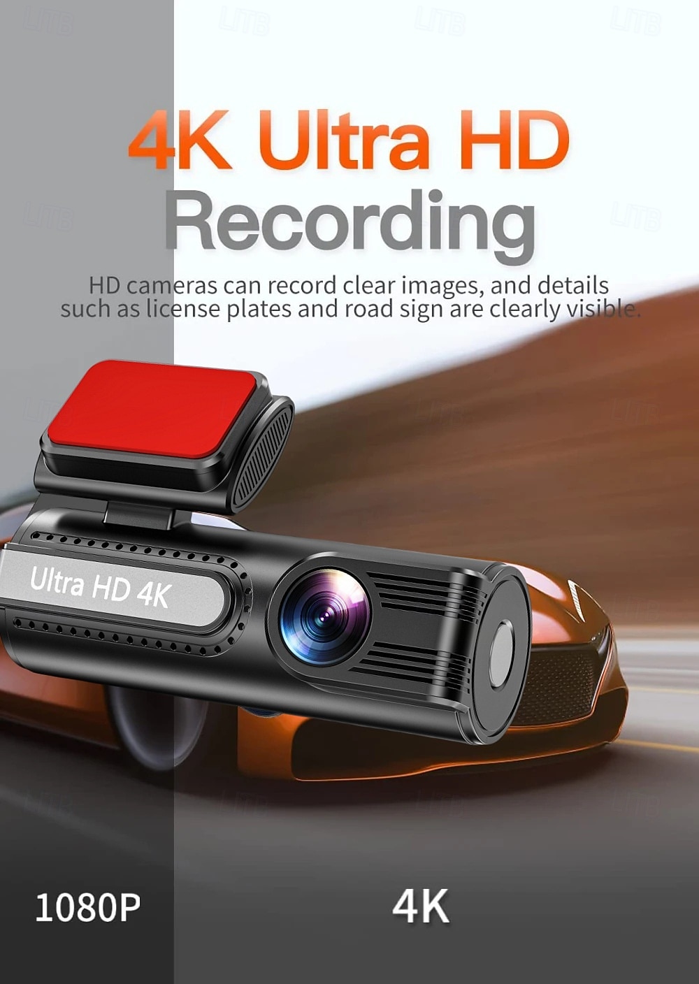 HD 4K front camera 1080P rear camera dashcam with WiFi mobile connectivity and 1.5 inch IPS screen for loop recording. 2025 - $73.99 –P1