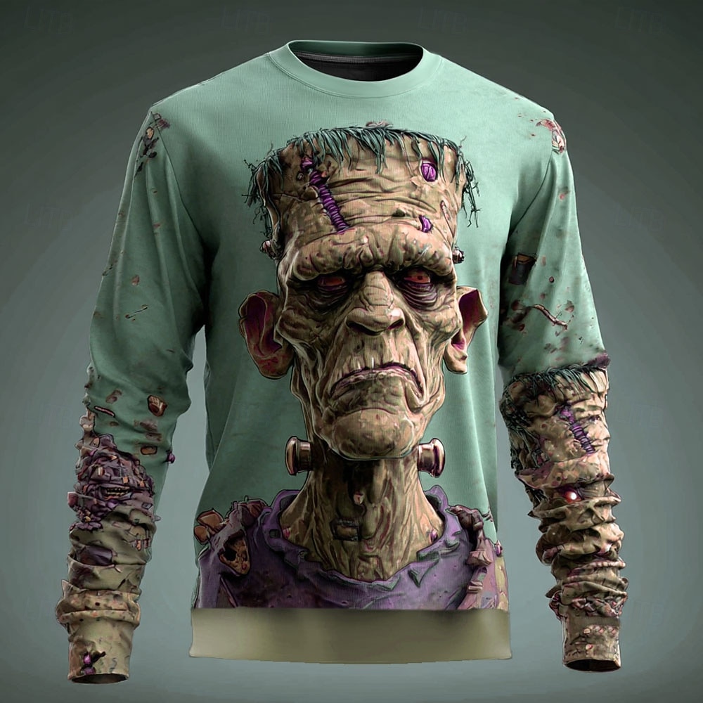 Men's Zombies 3D Sweatshirt Punk Party Gothic Long Sleeve Crew Neck Vacation Blue Purple Green Crewneck 3D All Seasons Designer S M L XL XXL XXXL 2026 - $31.99 –P2