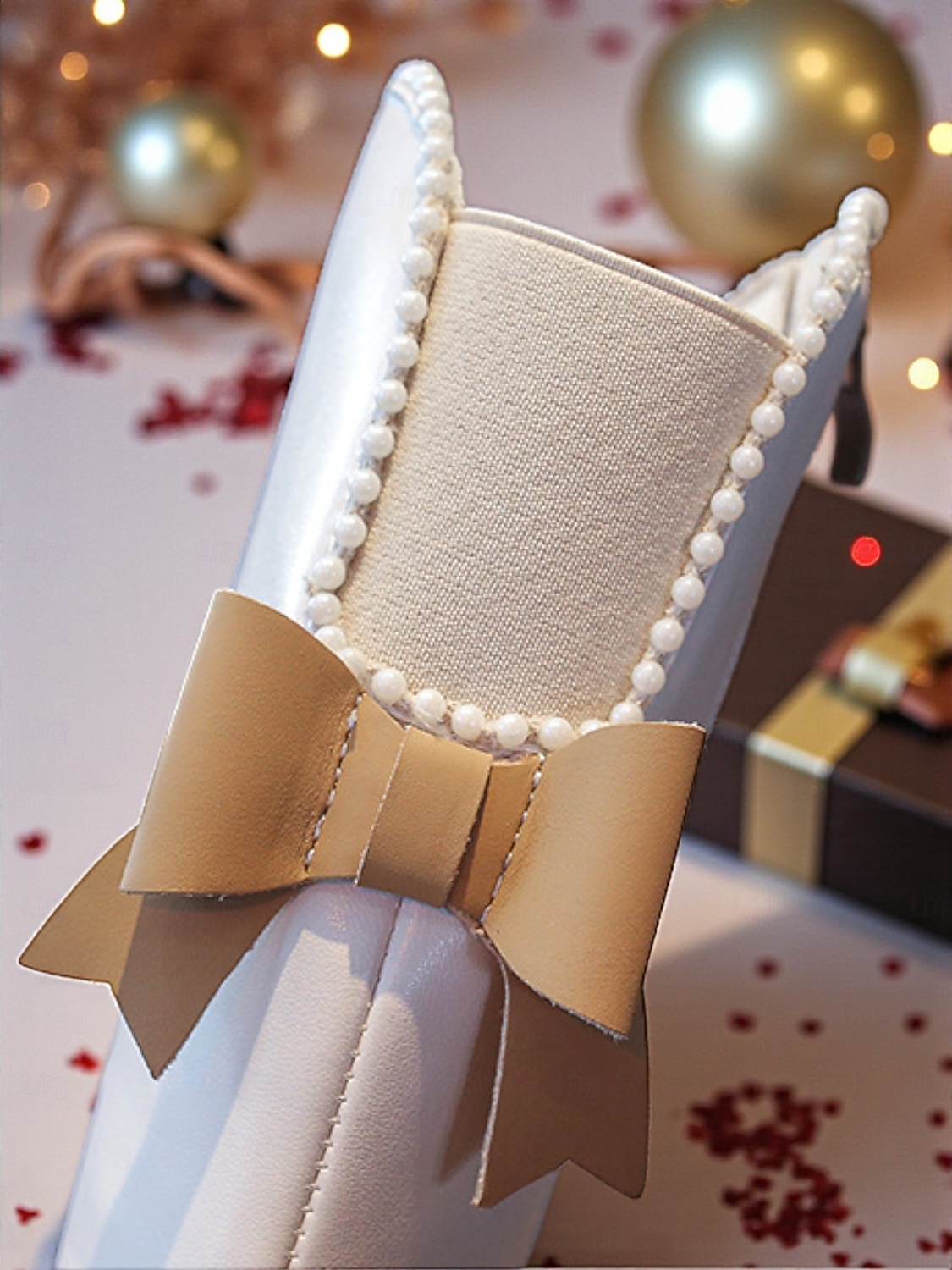 Von koreanischen Idols inspirierte Popstar-Kostümschuhe, weiße kniehohe Stiefel für Mädchen mit Kunstfellfutter, warme Wintermode-Schuhe für Freizeit- und Bühnenoutfits 2026 - $42.99 –P3